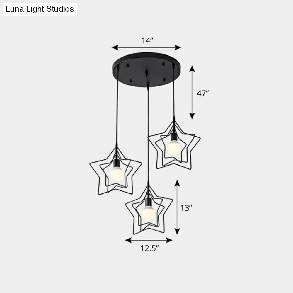 3-Head Nordic Metal Pendant Light - Wire Frame Cluster Ceiling Fixture for Dining Room