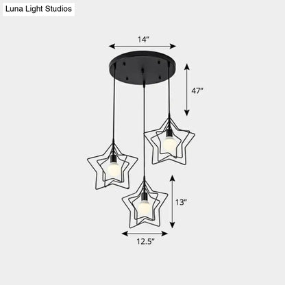 3-Head Nordic Metal Pendant Light - Wire Frame Cluster Ceiling Fixture for Dining Room