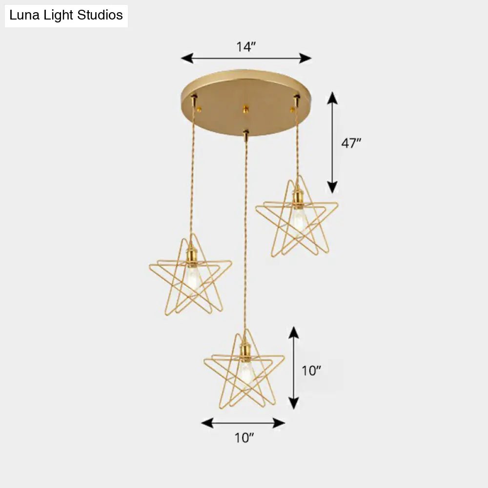 3-Head Nordic Metal Pendant Light - Wire Frame Cluster Ceiling Fixture for Dining Room