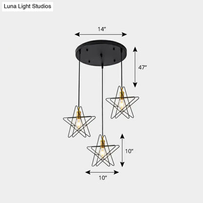 3-Head Nordic Metal Pendant Light - Wire Frame Cluster Ceiling Fixture for Dining Room