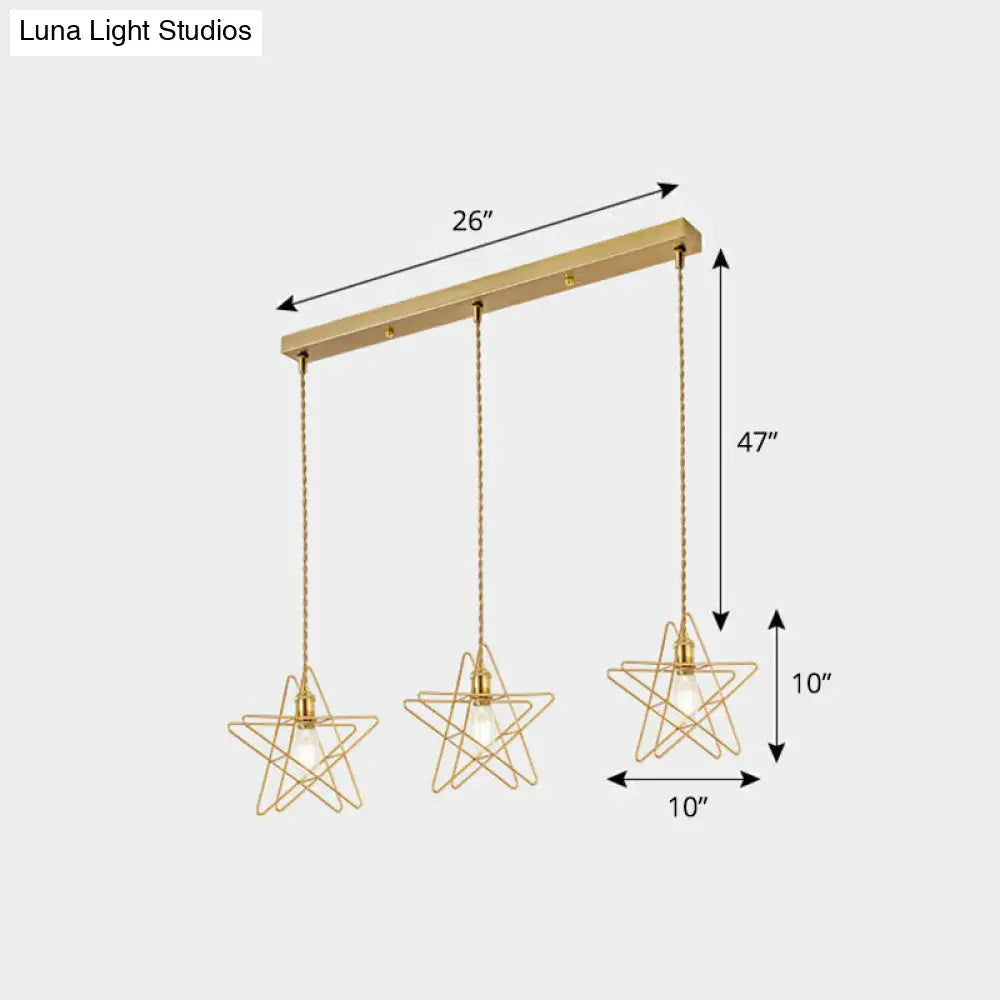 3-Head Nordic Metal Pendant Light - Wire Frame Cluster Ceiling Fixture for Dining Room