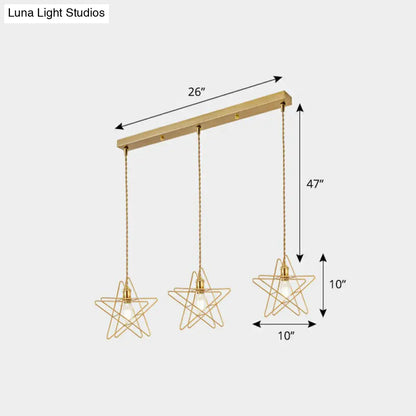 3-Head Nordic Metal Pendant Light - Wire Frame Cluster Ceiling Fixture for Dining Room