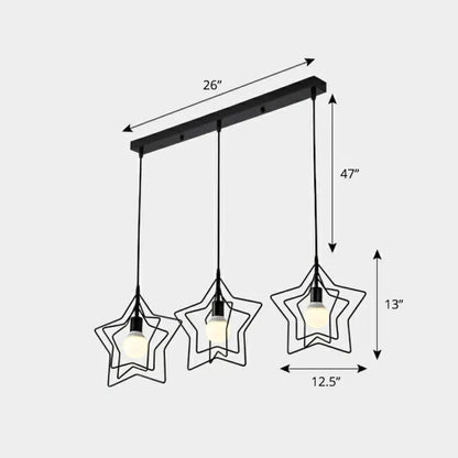 3-Head Nordic Metal Pendant Light - Wire Frame Cluster Ceiling Fixture for Dining Room