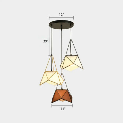 3-Head Nordic Metal Pendant Light - Wire Frame Cluster Ceiling Fixture for Dining Room