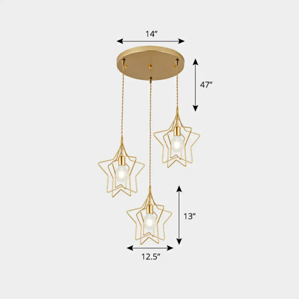 3-Head Nordic Metal Pendant Light - Wire Frame Cluster Ceiling Fixture for Dining Room