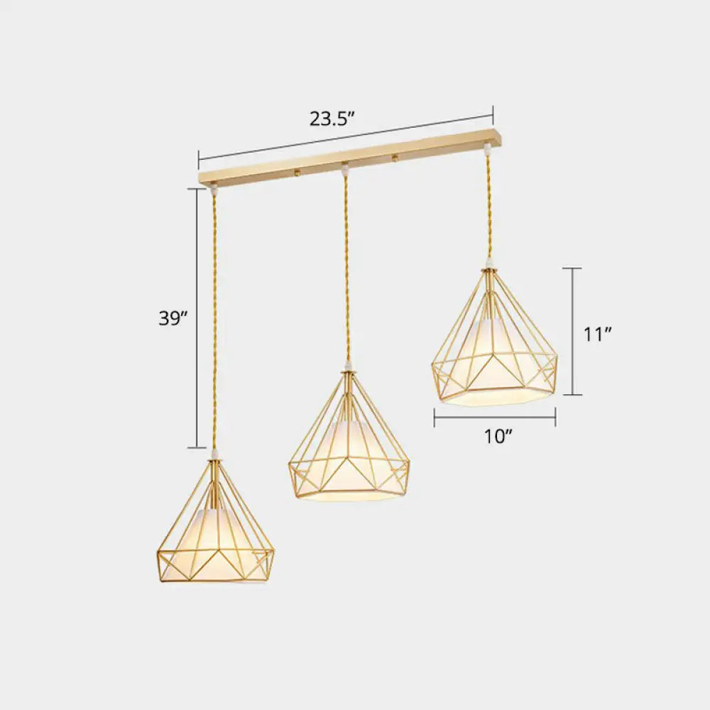 3-Head Nordic Metal Pendant Light - Wire Frame Cluster Ceiling Fixture for Dining Room