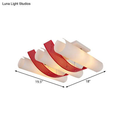DecorBites™ DecorBites™ 3-Head Ultra Thin Flush Mount Ceiling Light in Red and White Acrylic Simplicity Design