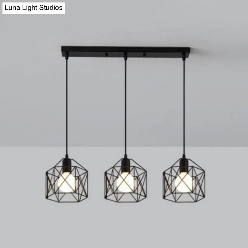 3-Light Birdcage Multi Pendant Industrial Metal Ceiling Lights for Restaurants