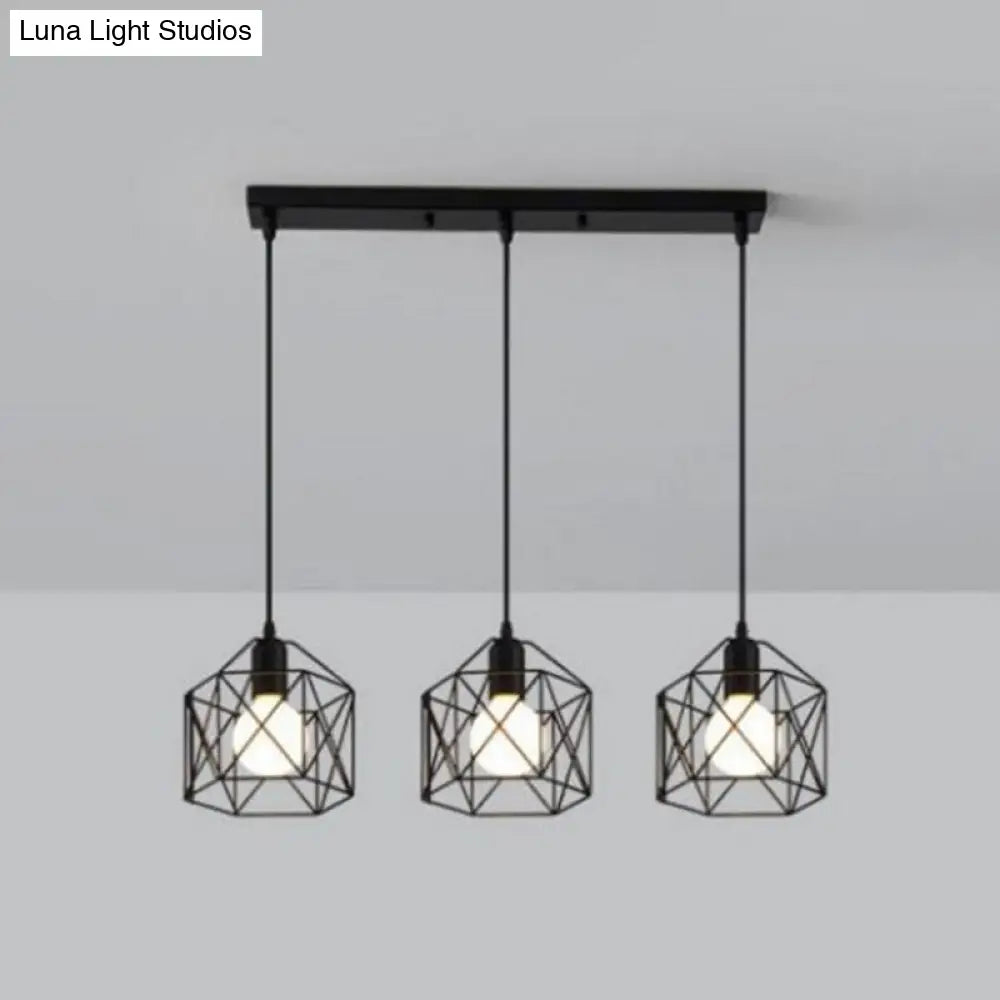 3-Light Birdcage Multi Pendant Industrial Metal Ceiling Lights for Restaurants