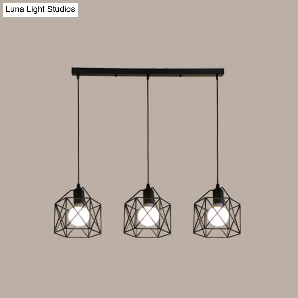 3-Light Birdcage Multi Pendant Industrial Metal Ceiling Lights for Restaurants