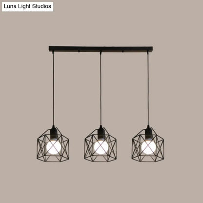 3-Light Birdcage Multi Pendant Industrial Metal Ceiling Lights for Restaurants