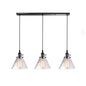 3-Light Cluster Pendant: Clear Glass Cone Down Lighting for Dining Room