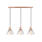 3-Light Cluster Pendant: Clear Glass Cone Down Lighting for Dining Room