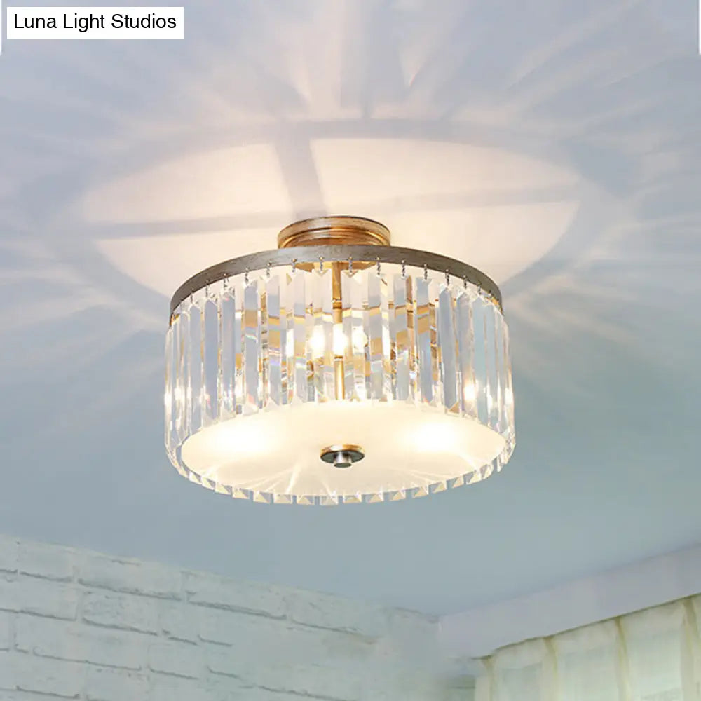 مصباح سقف أسطواني كريستالي من DecorBites™ بثلاثة مصابيح، باللون الذهبي/الفضي/الأسود الأنيق، مناسب لغرفة الطعام