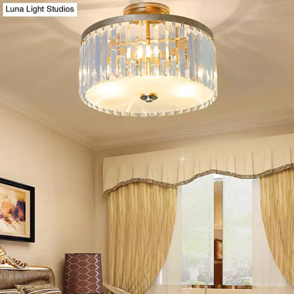 مصباح سقف أسطواني كريستالي من DecorBites™ بثلاثة مصابيح، باللون الذهبي/الفضي/الأسود الأنيق، مناسب لغرفة الطعام