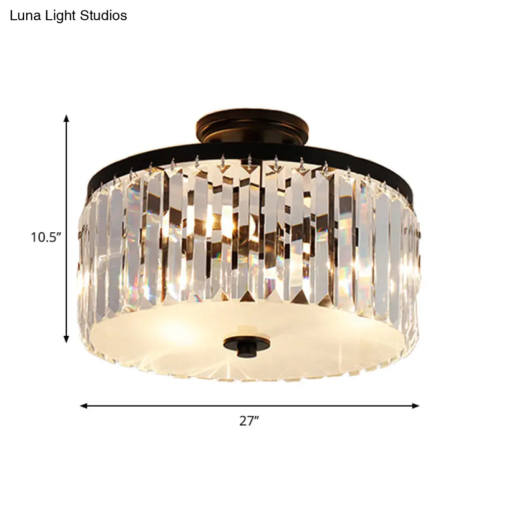 مصباح سقف أسطواني كريستالي من DecorBites™ بثلاثة مصابيح، باللون الذهبي/الفضي/الأسود الأنيق، مناسب لغرفة الطعام