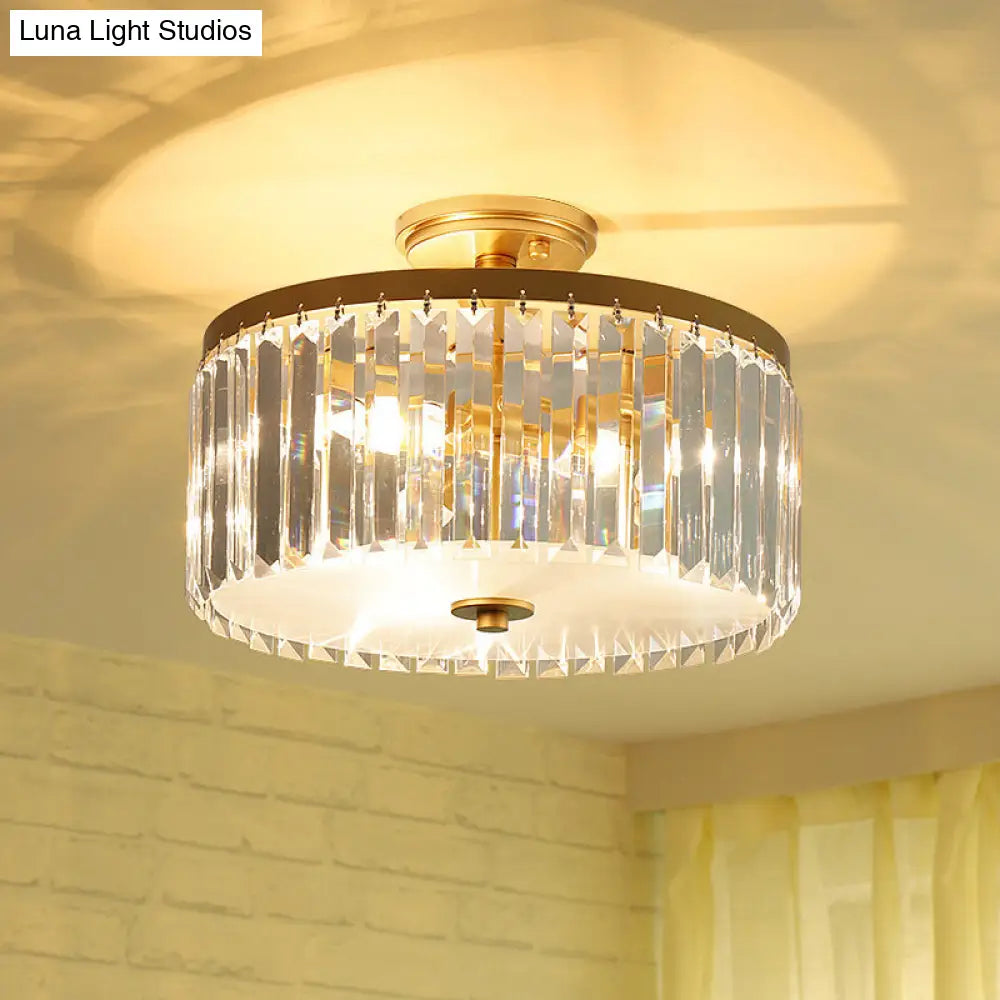 مصباح سقف أسطواني كريستالي من DecorBites™ بثلاثة مصابيح، باللون الذهبي/الفضي/الأسود الأنيق، مناسب لغرفة الطعام