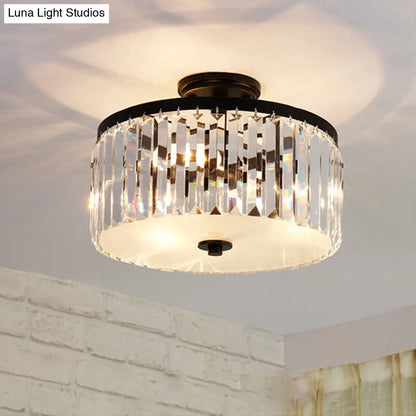 مصباح سقف أسطواني كريستالي من DecorBites™ بثلاثة مصابيح، باللون الذهبي/الفضي/الأسود الأنيق، مناسب لغرفة الطعام