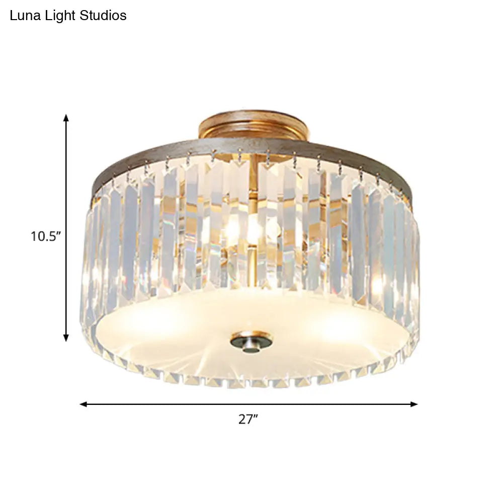 مصباح سقف أسطواني كريستالي من DecorBites™ بثلاثة مصابيح، باللون الذهبي/الفضي/الأسود الأنيق، مناسب لغرفة الطعام