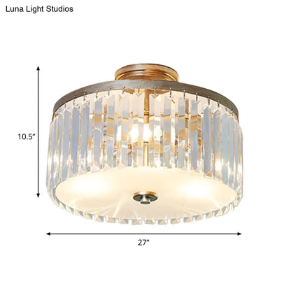 مصباح سقف أسطواني كريستالي من DecorBites™ بثلاثة مصابيح، باللون الذهبي/الفضي/الأسود الأنيق، مناسب لغرفة الطعام