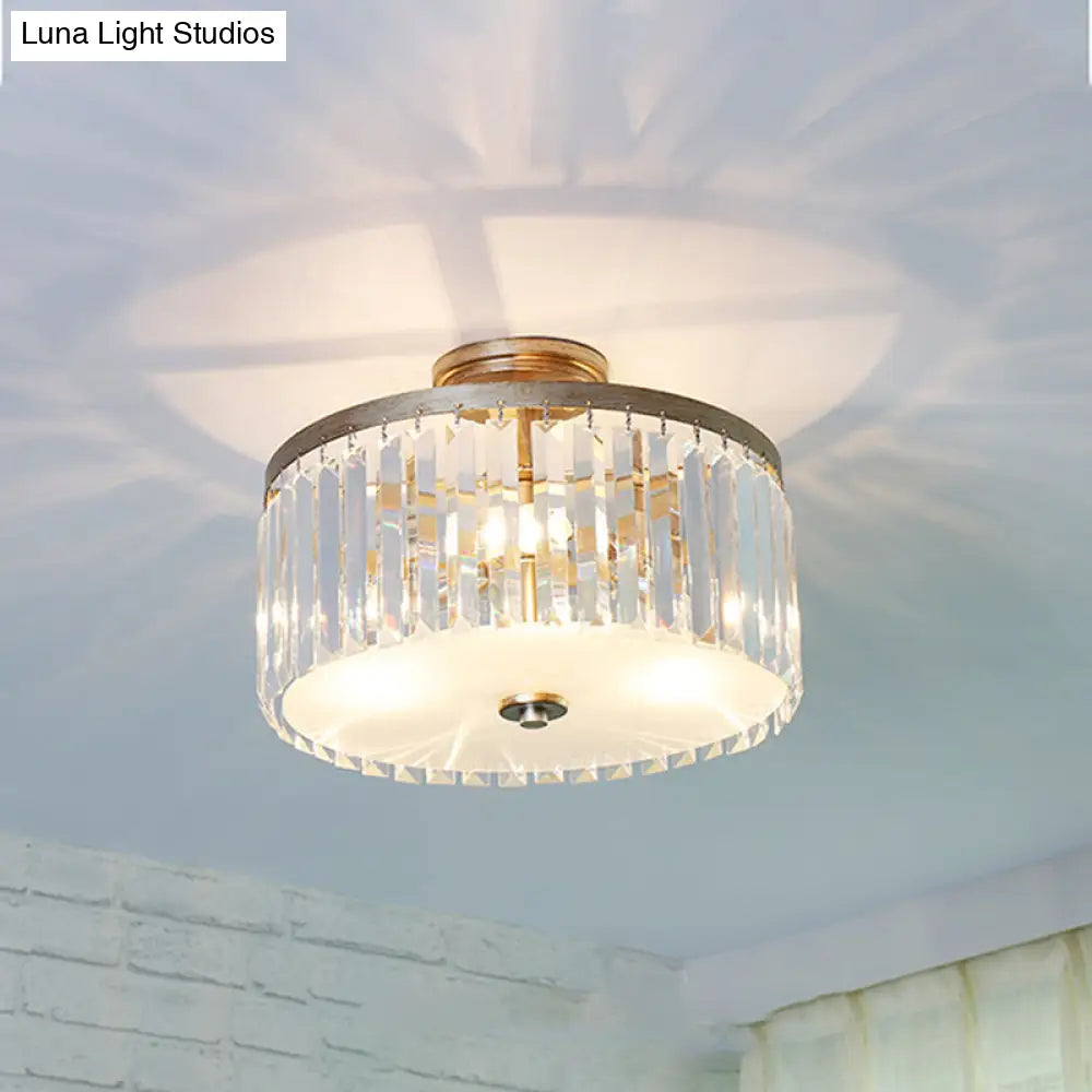 مصباح سقف أسطواني كريستالي من DecorBites™ بثلاثة مصابيح، باللون الذهبي/الفضي/الأسود الأنيق، مناسب لغرفة الطعام