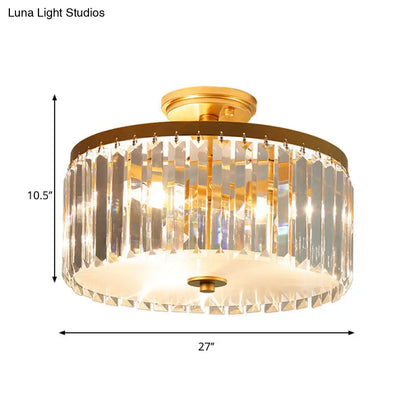 مصباح سقف أسطواني كريستالي من DecorBites™ بثلاثة مصابيح، باللون الذهبي/الفضي/الأسود الأنيق، مناسب لغرفة الطعام