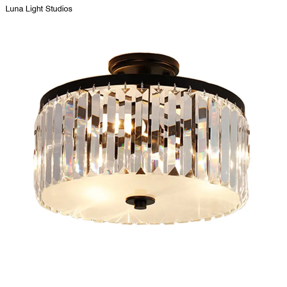 مصباح سقف أسطواني كريستالي من DecorBites™ بثلاثة مصابيح، باللون الذهبي/الفضي/الأسود الأنيق، مناسب لغرفة الطعام