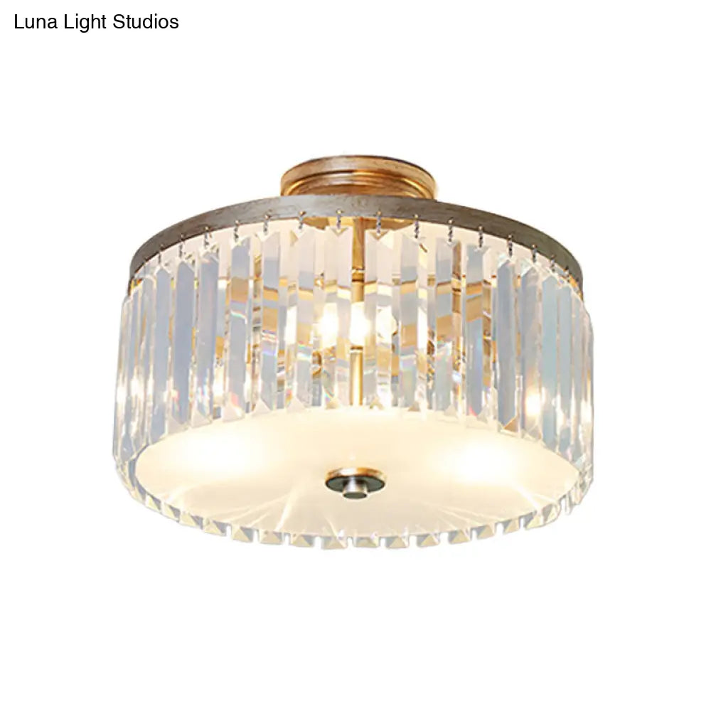 مصباح سقف أسطواني كريستالي من DecorBites™ بثلاثة مصابيح، باللون الذهبي/الفضي/الأسود الأنيق، مناسب لغرفة الطعام