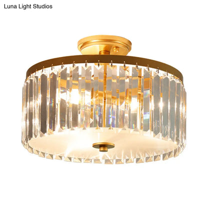 مصباح سقف أسطواني كريستالي من DecorBites™ بثلاثة مصابيح، باللون الذهبي/الفضي/الأسود الأنيق، مناسب لغرفة الطعام