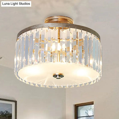 مصباح سقف أسطواني كريستالي من DecorBites™ بثلاثة مصابيح، باللون الذهبي/الفضي/الأسود الأنيق، مناسب لغرفة الطعام