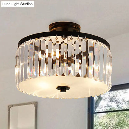 مصباح سقف أسطواني كريستالي من DecorBites™ بثلاثة مصابيح، باللون الذهبي/الفضي/الأسود الأنيق، مناسب لغرفة الطعام