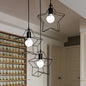 3-Light Industrial Metal Pendant Light with Wire Frame - Black Finish for Star Bedroom