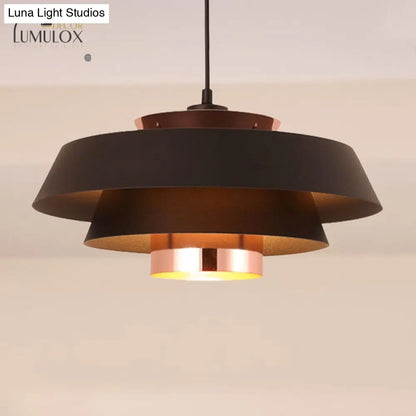 DecorBites™ DecorBites™ 3-Tier Retro Drum Style Ceiling Fixture in Black for Restaurant