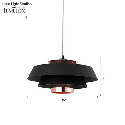 DecorBites™ DecorBites™ 3-Tier Retro Drum Style Ceiling Fixture in Black for Restaurant