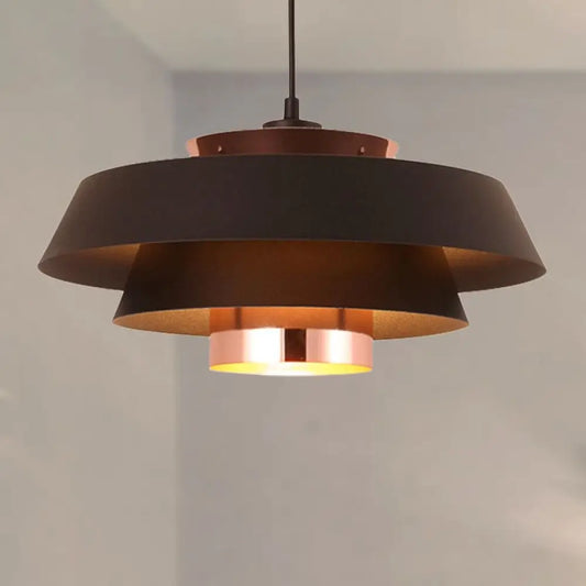 DecorBites™ DecorBites™ 3-Tier Retro Drum Style Ceiling Fixture in Black for Restaurant