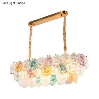 ثريا بلياردو زجاجية ملونة من ديكوربايتس™ بثلاث طبقات - ثريا جزيرة عصرية (14 مصباحًا) للفنادق والمطاعم