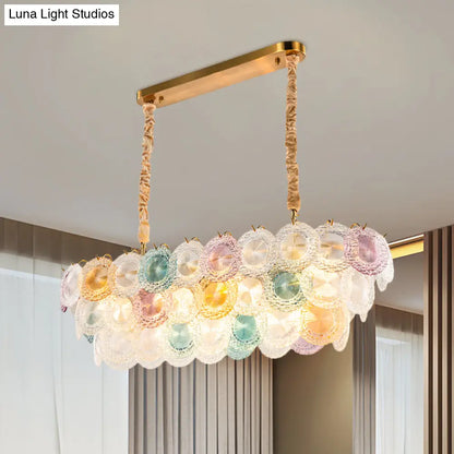 ثريا بلياردو زجاجية ملونة من ديكوربايتس™ بثلاث طبقات - ثريا جزيرة عصرية (14 مصباحًا) للفنادق والمطاعم