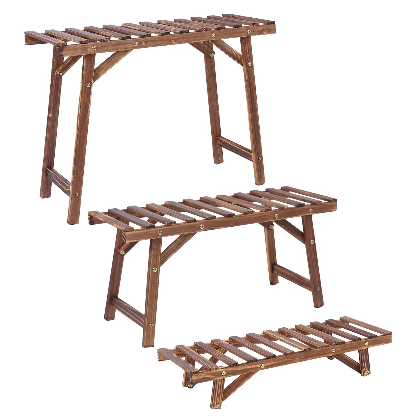 3 Tier Wood Ladder Plant Stand
