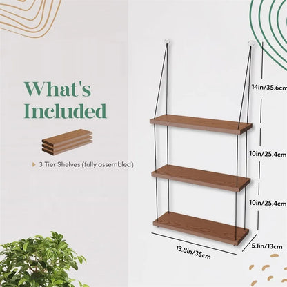 3-Tier Wooden Floating Shelf for Boho Decor