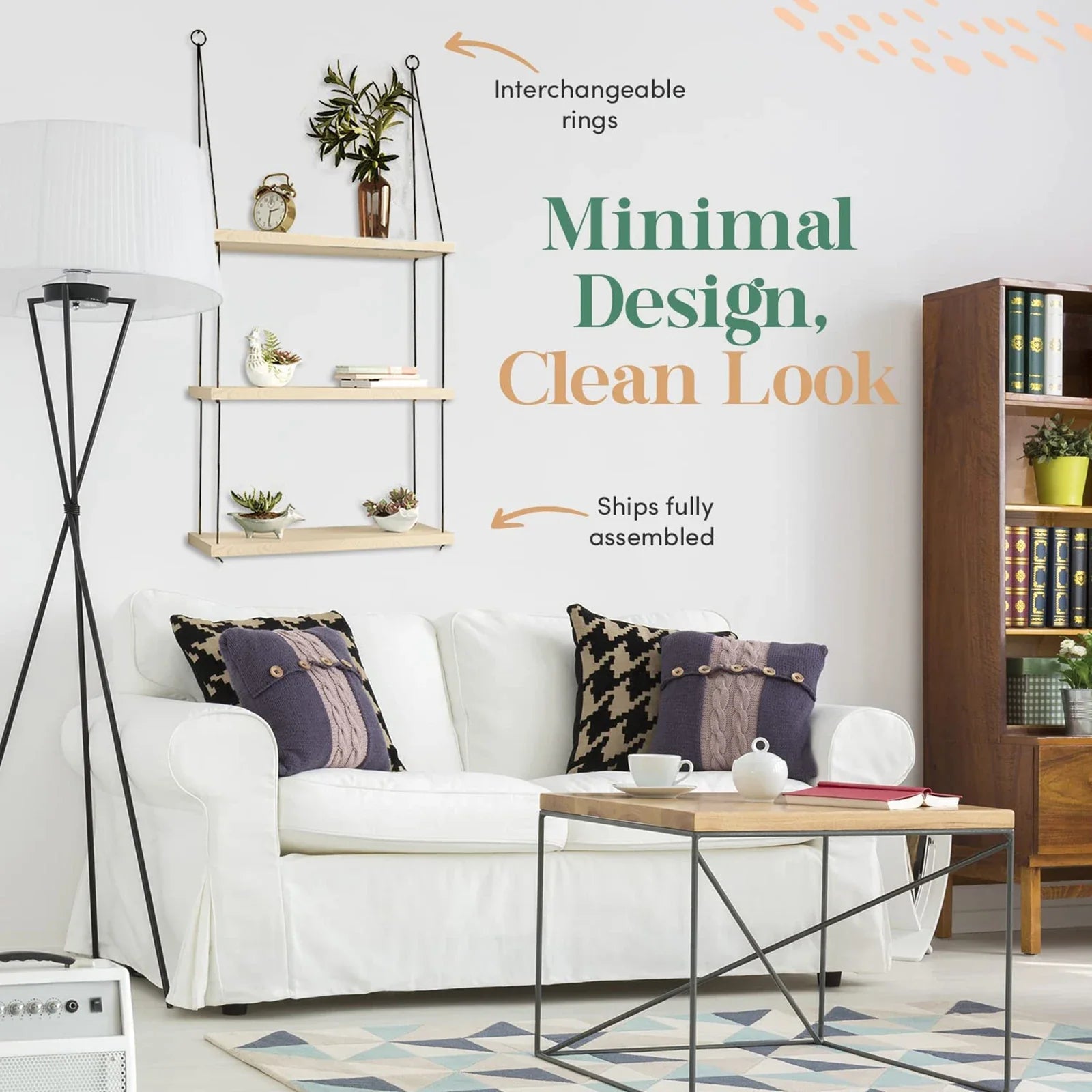 3-Tier Wooden Floating Shelf for Boho Decor