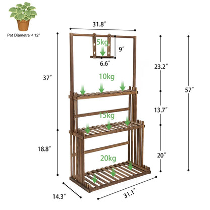 3-Tier Wooden Hanging Plant Stand