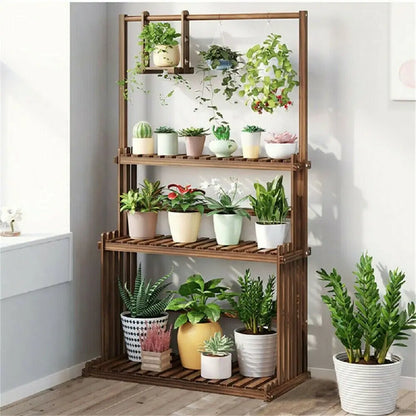 3-Tier Wooden Hanging Plant Stand - Khaki / GERMANY