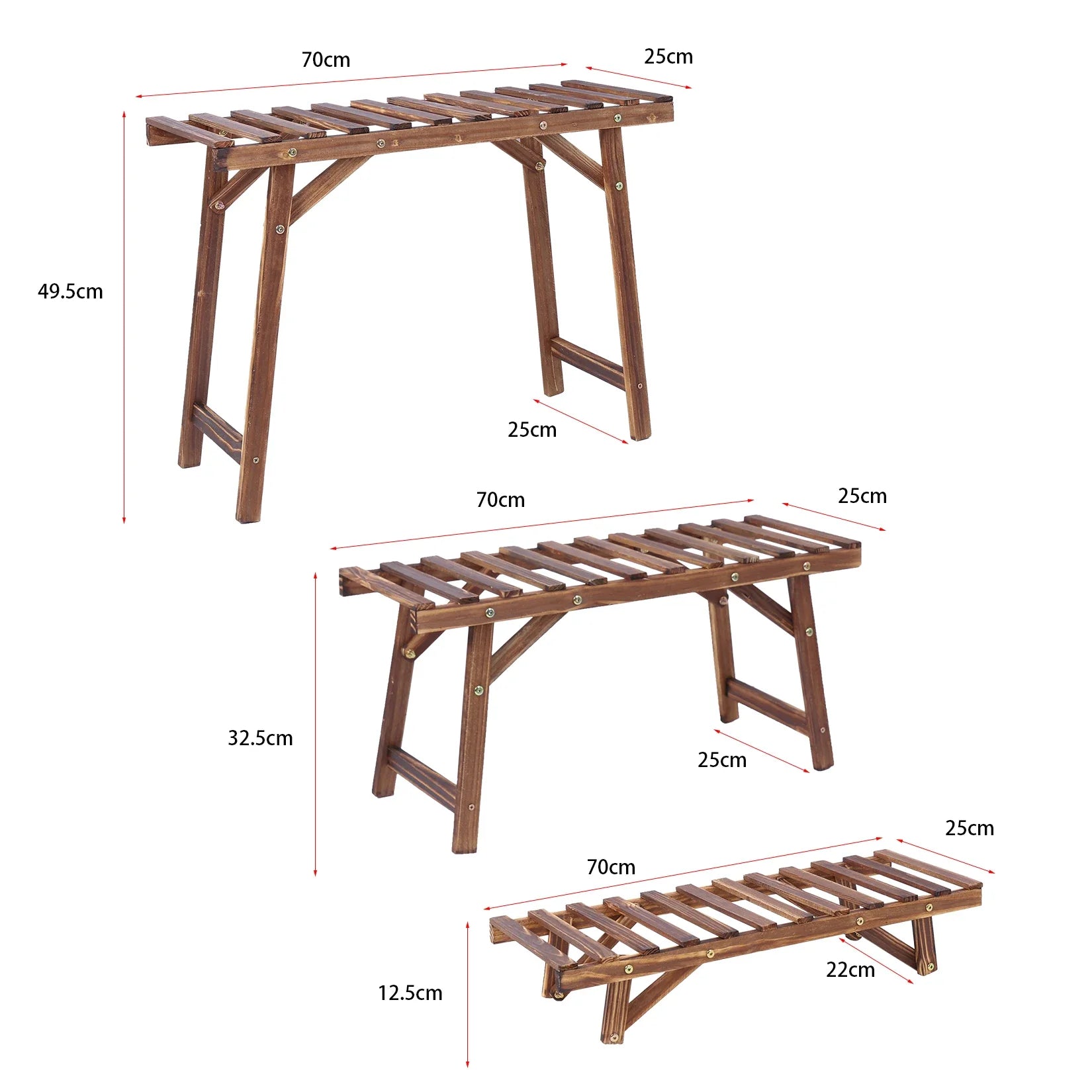 3 Tier Wooden Plant Stand Shelf