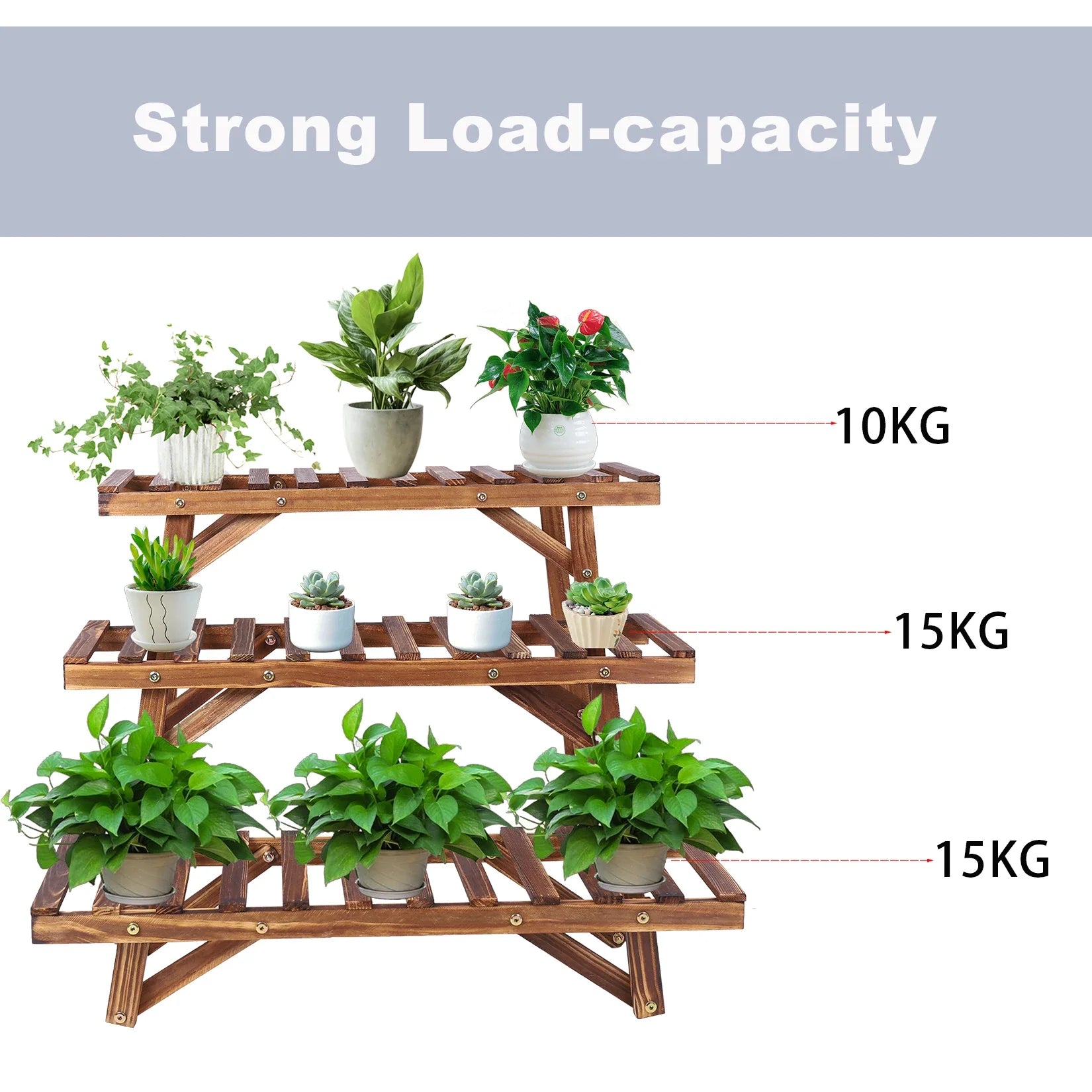 3 Tier Wooden Plant Stand Shelf