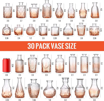 30 Gradual Orange Glass Bud Vases for Wedding Centerpieces - United States - Vase