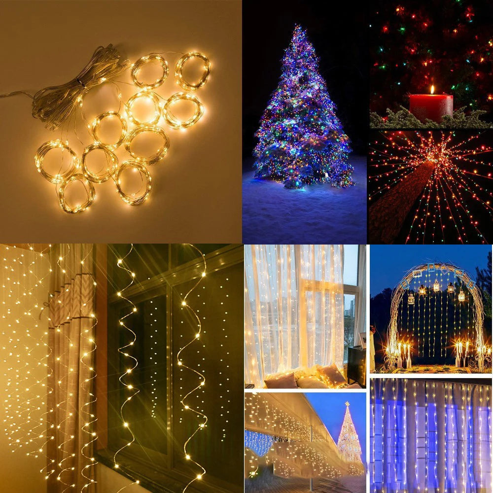 300 LED Solar Fairy Curtain Lights