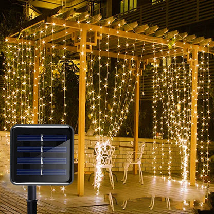 300 LED Solar Fairy Curtain Lights