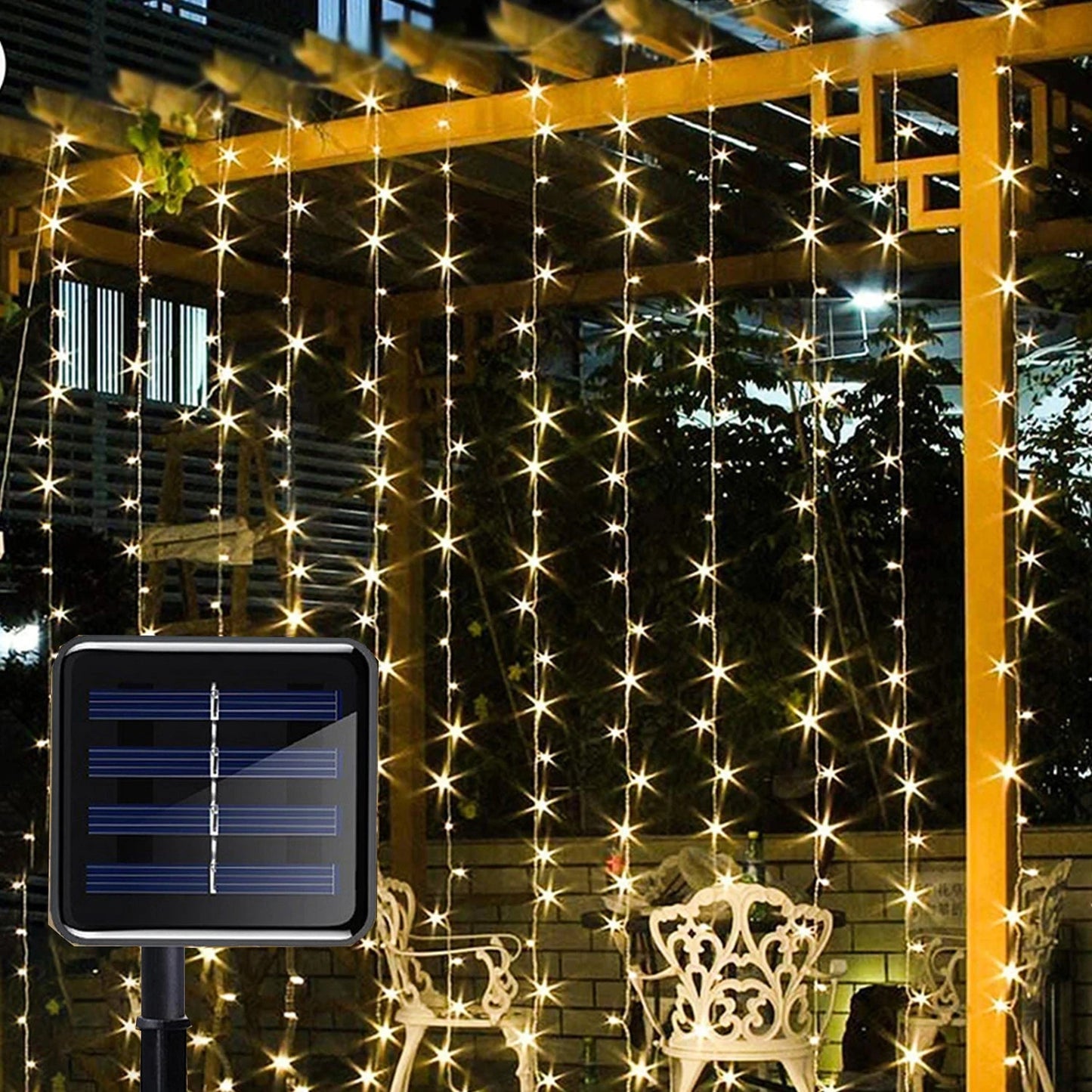 300 LED Solar Fairy Curtain Lights