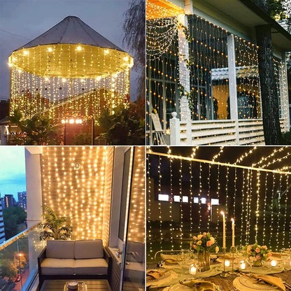 300 LED Solar Fairy Curtain Lights