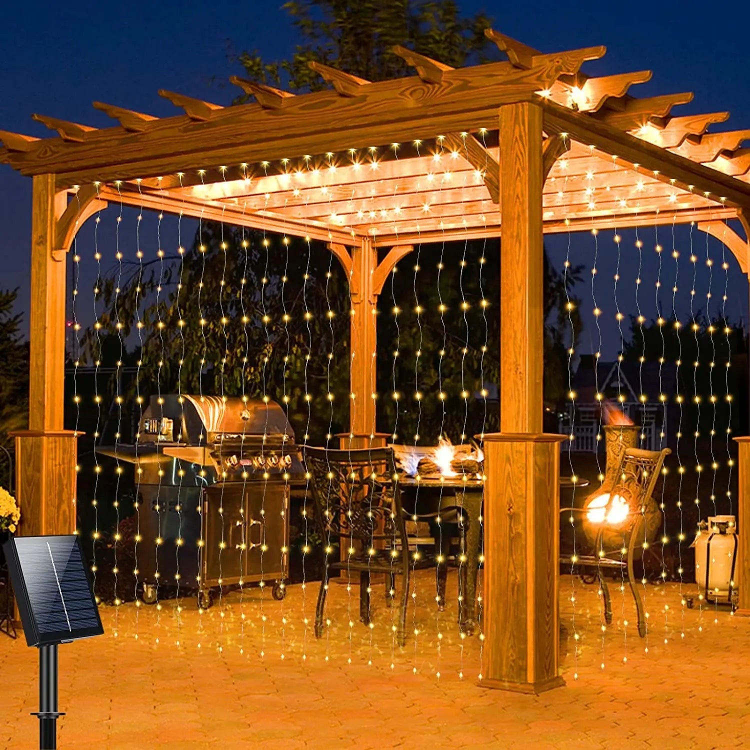 300 LED Solar Fairy Curtain Lights